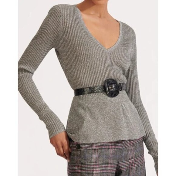 💕VERONICA BEARD💕 Esmerelda V-neck Pullover Grey - Picture 4 of 16